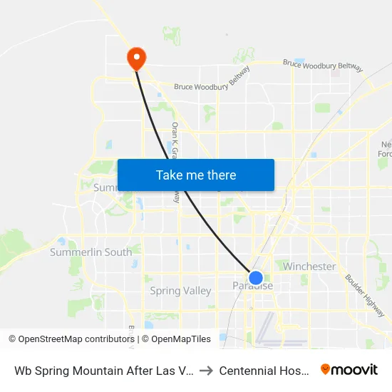 Wb Spring Mountain After Las Vegas to Centennial Hospital map