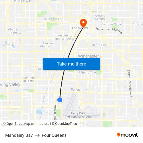 Mandalay Bay to Four Queens map