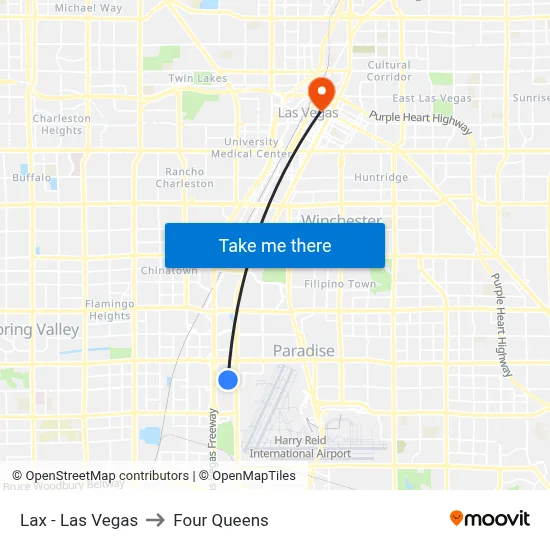 Lax - Las Vegas to Four Queens map