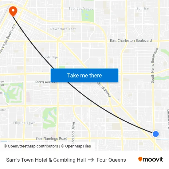 Sam's Town Hotel & Gambling Hall to Four Queens map