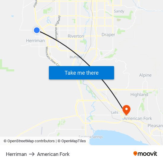 Herriman to American Fork map