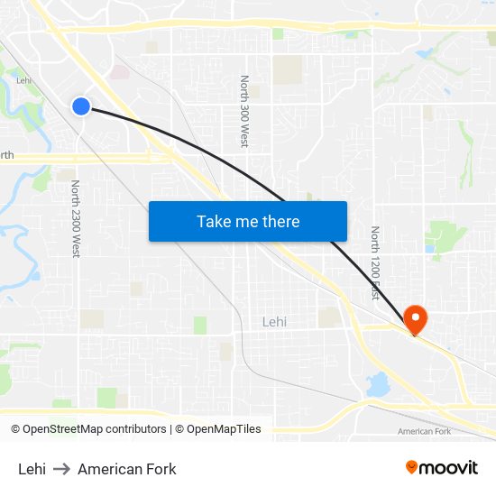 Lehi to American Fork map