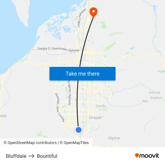 Bluffdale to Bountiful map