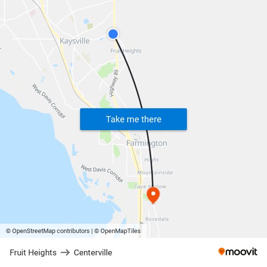 Fruit Heights to Centerville map