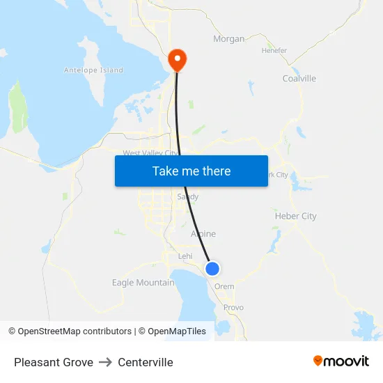 Pleasant Grove to Centerville map