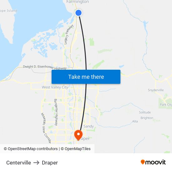 Centerville to Draper map