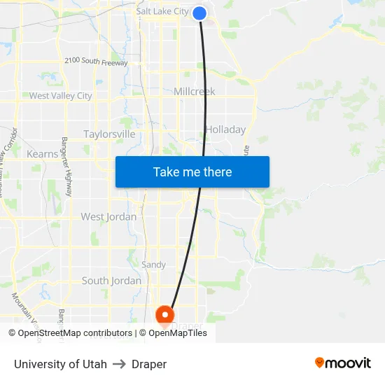 University of Utah to Draper map