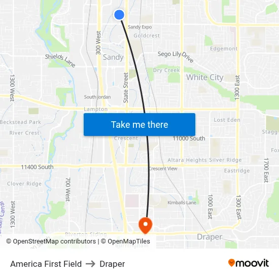America First Field to Draper map
