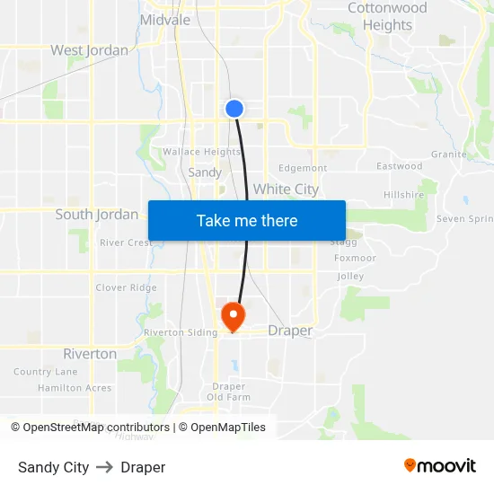 Sandy City to Draper map