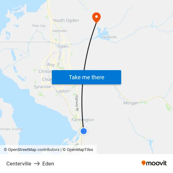 Centerville to Eden map