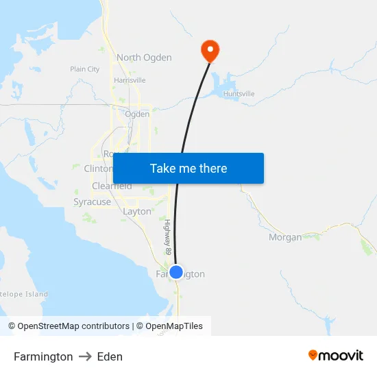 Farmington to Eden map