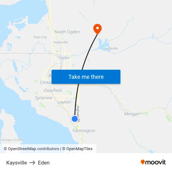 Kaysville to Eden map