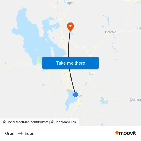 Orem to Eden map
