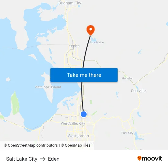 Salt Lake City to Eden map
