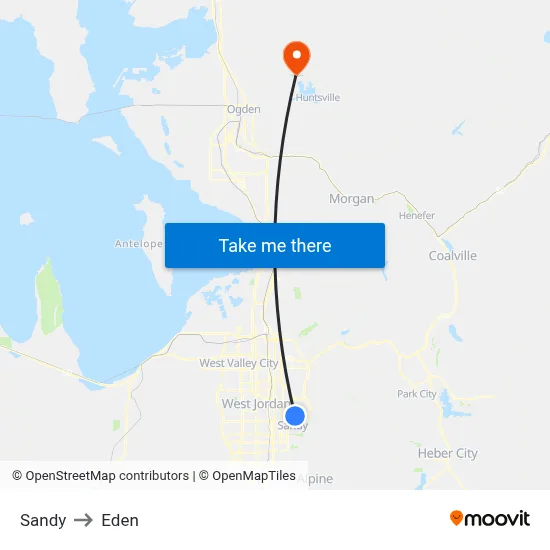 Sandy to Eden map