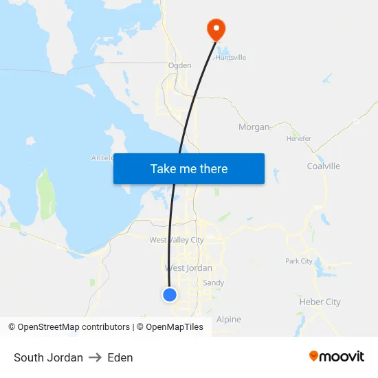 South Jordan to Eden map