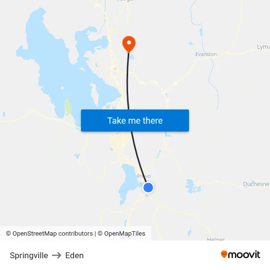 Springville to Eden map