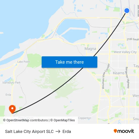 Salt Lake City Airport SLC to Erda map