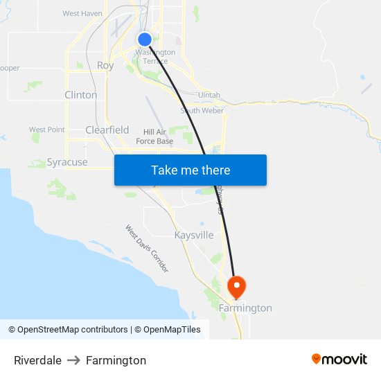 Riverdale to Farmington map