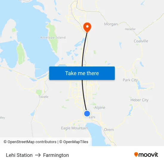 Lehi Station to Farmington map