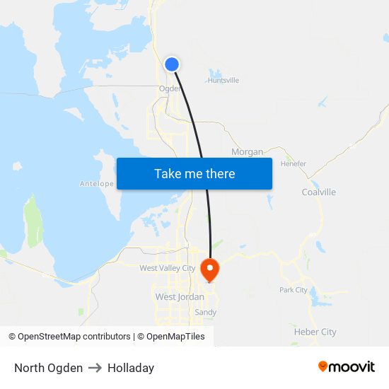 North Ogden to Holladay map