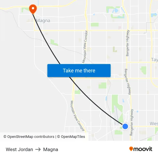 West Jordan to Magna map