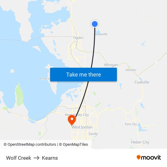 Wolf Creek to Kearns map