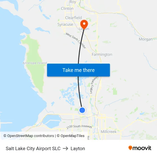 Salt Lake City Airport SLC to Layton map