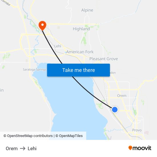 Orem to Lehi map