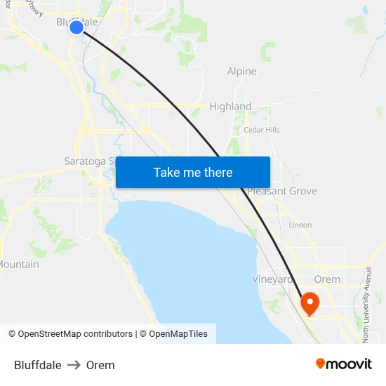 Bluffdale to Orem map