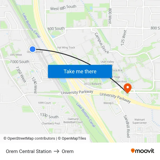 Orem Central Station to Orem map