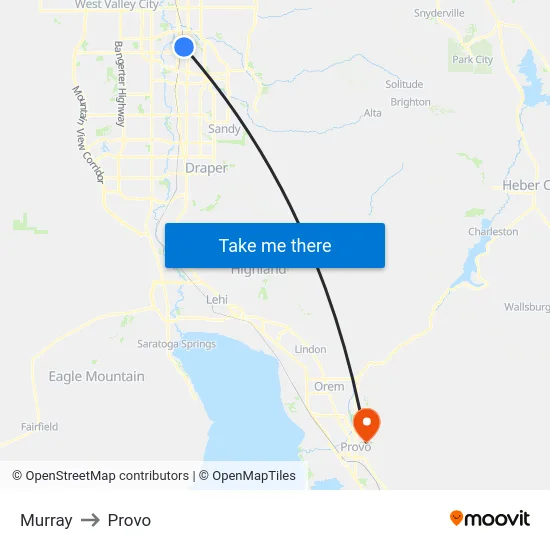 Murray to Provo map
