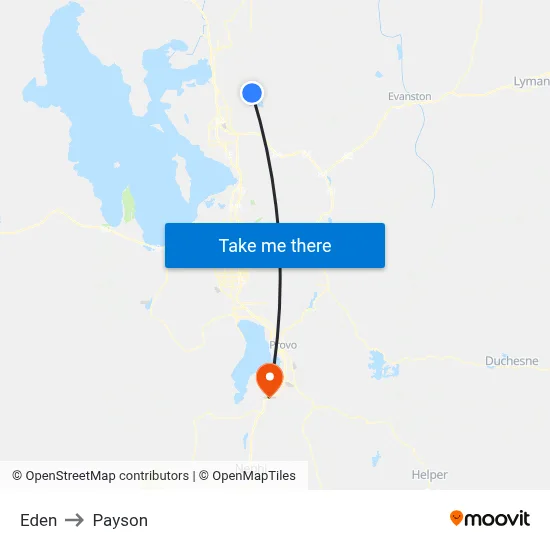 Eden to Payson map