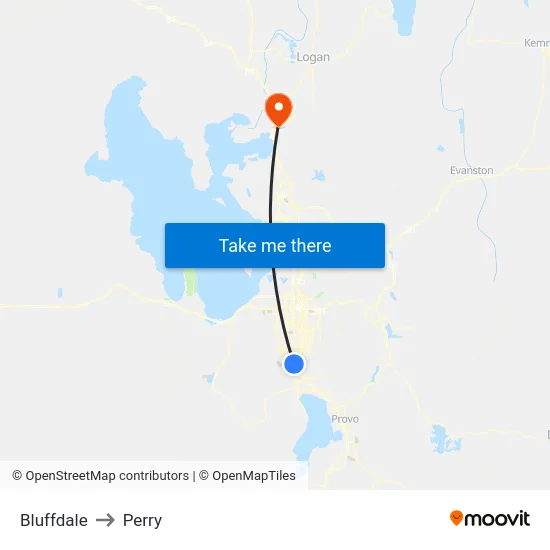 Bluffdale to Perry map