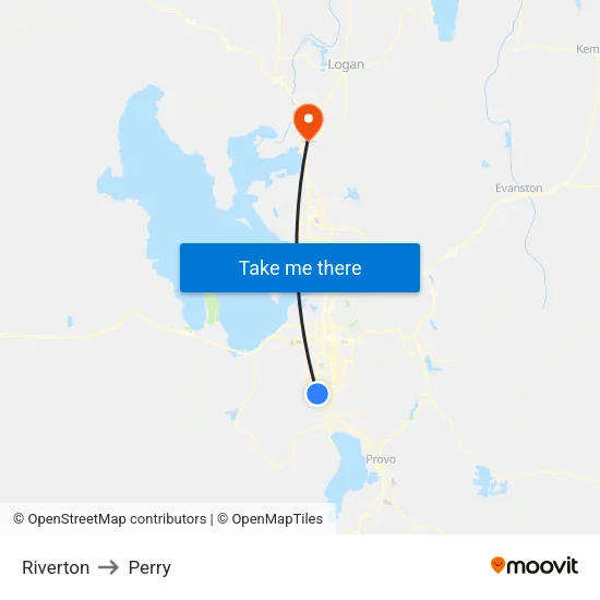 Riverton to Perry map