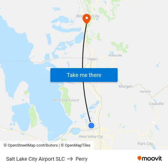 Salt Lake City Airport SLC to Perry map