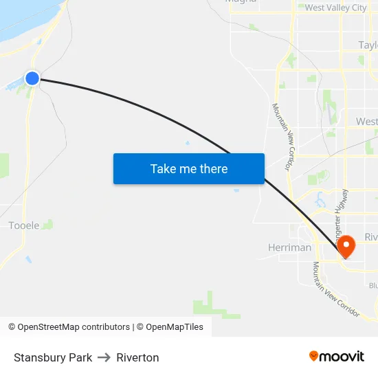 Stansbury Park to Riverton map