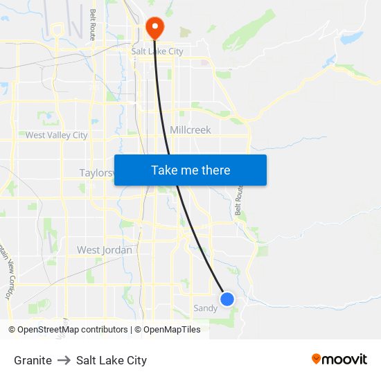 Granite to Salt Lake City map