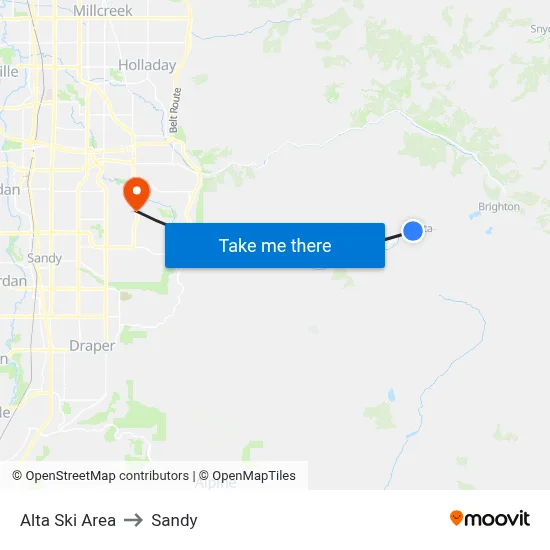 Alta Ski Area to Sandy map