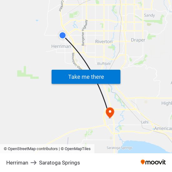 Herriman to Saratoga Springs map