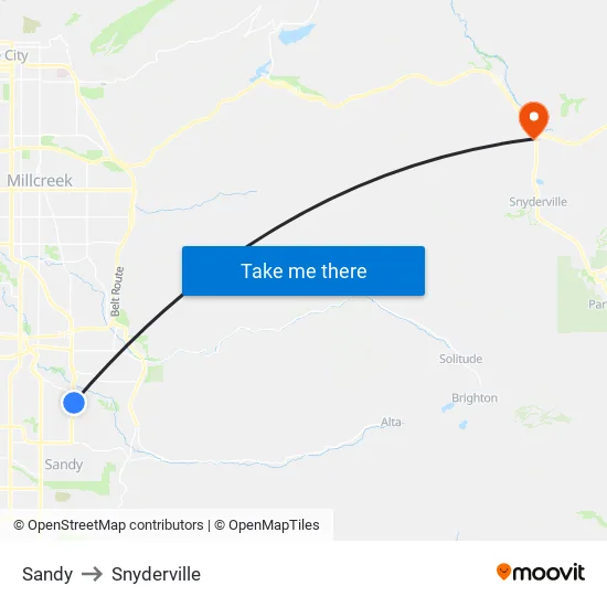 Sandy to Snyderville map