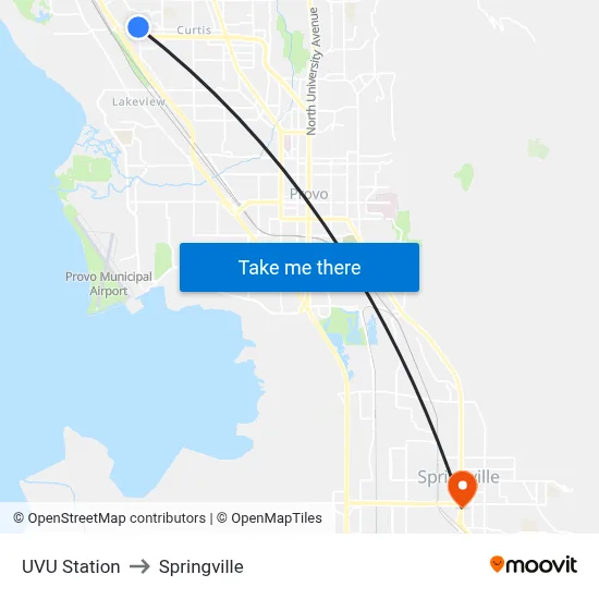 UVU Station to Springville map
