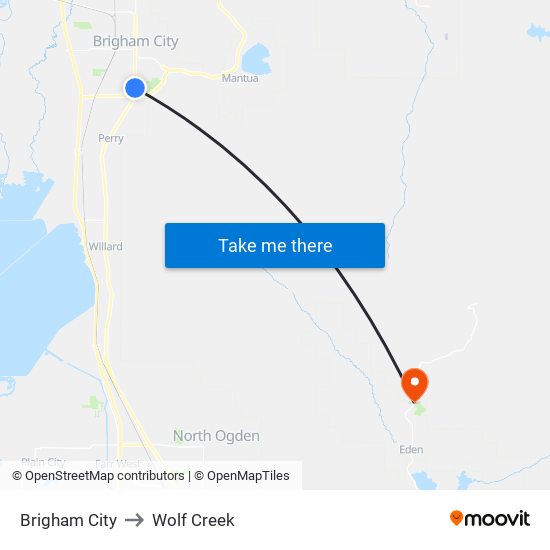 Brigham City to Wolf Creek map