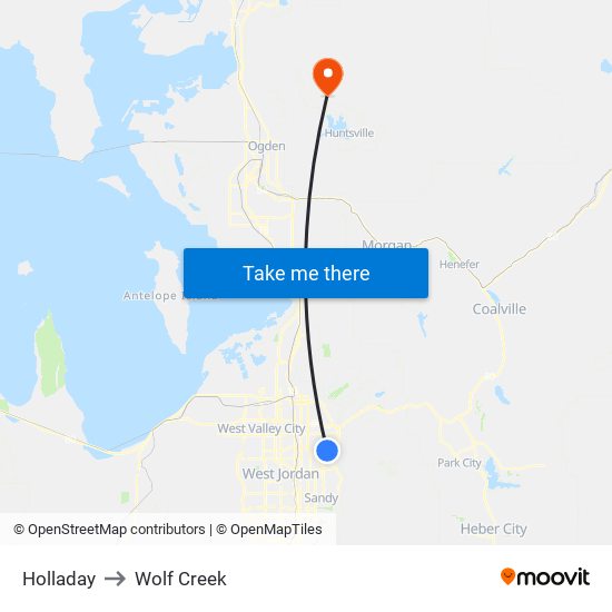 Holladay to Wolf Creek map