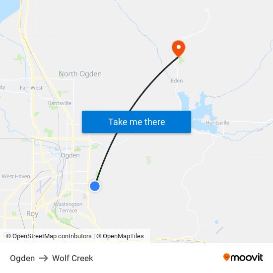 Ogden to Wolf Creek map