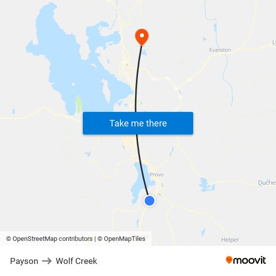 Payson to Wolf Creek map