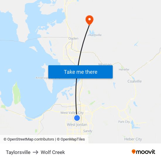 Taylorsville to Wolf Creek map