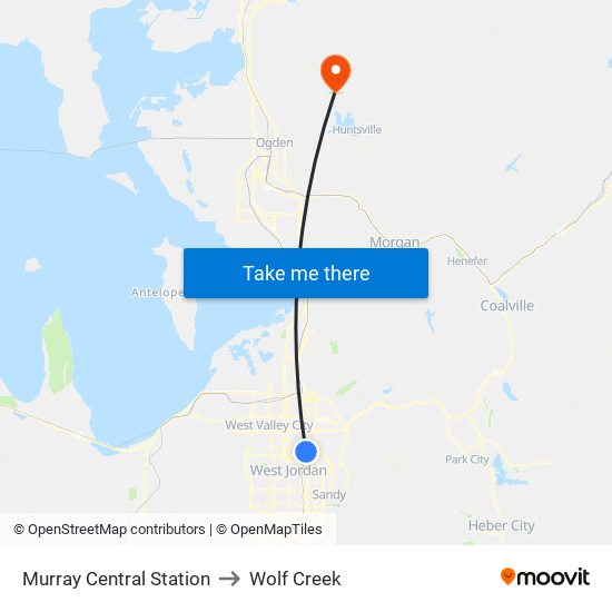Murray Central Station to Wolf Creek map