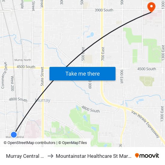 Murray Central Station to Mountainstar Healthcare St Mark's Hospital map