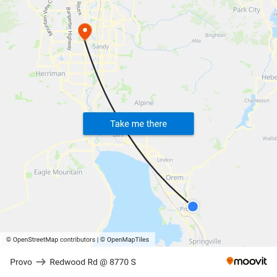 Provo to Redwood Rd @ 8770 S map
